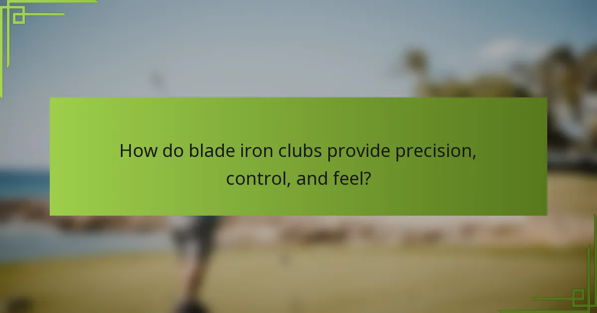 How do blade iron clubs provide precision, control, and feel?