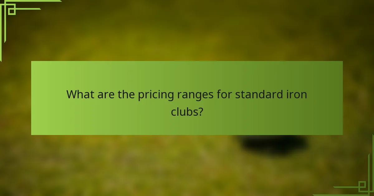 What are the pricing ranges for standard iron clubs?